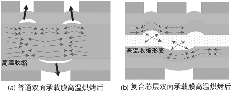 图5 双面承载膜高温烘烤后变形